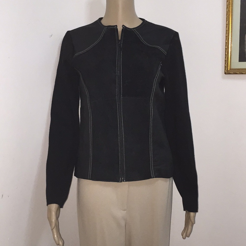 black suede and leather jacket